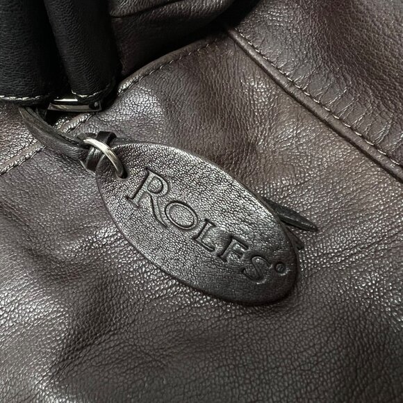 Y2K Rolfs Purse Bucket Bag Genuine Leather Brown Adjustable Strap Pockets - Picture 8 of 12